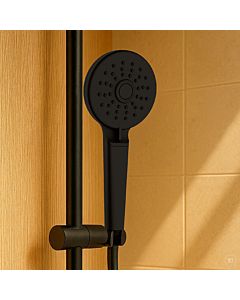 Douchette à main AquaCraft 130 noir mat | Pommeau de douche rond 100 mm | Pommeau de douche avec 5 modes de pulvérisation | Pommeau de douche avec buses anticalcaires | Design moderne | 9 l/min d&#39;économie d&#39;eau